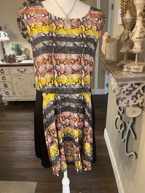 RACHEL Rachel Roy Multi-Color Snake Print Fit & Flare Mini Dress